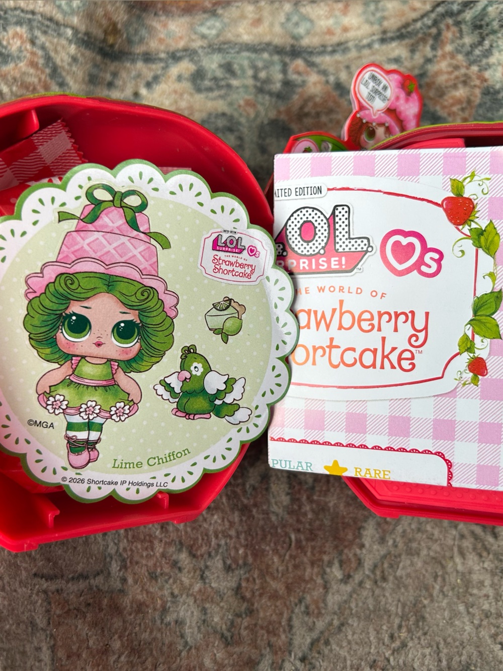 L.O.L. Surprise! Red Heart Tin with Pink & Green Strawberry Shortcake Art